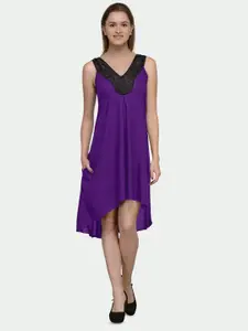 PATRORNA V-Neck Sleeveless Cotton A-Line Dress