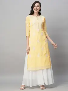 RATAN Floral Embroidered Chikankari Kurta