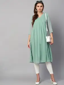 RATAN Woven Design Mandarin Collar Empire Kurta