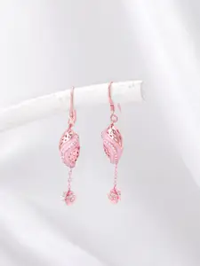 GIVA Rose Gold Plated Sterling Silver Zircon Studded Contemporary Drop Earrings