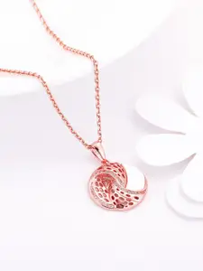 GIVA 925 Sterling Silver Rose Gold-Plated CZ Studded Circular Pendant With Chain