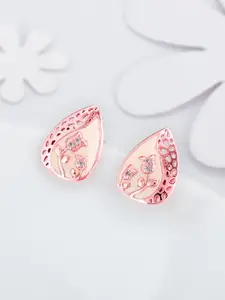 GIVA Sterling Silver Rose Gold Plated Contemporary Zircon Studded Studs Earrings