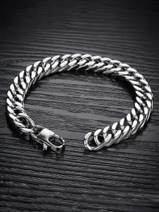 MYKI Men Oxidised Silver-Plated Link Bracelet