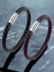 MYKI Men Set Of 2 Stainless Steel Wraparound Bracelet