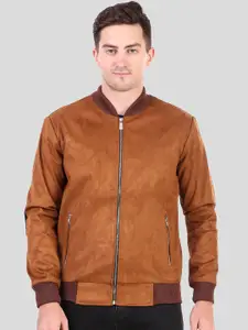 Leather Retail Stand Collar Lightweight Suede Bomber Jacket