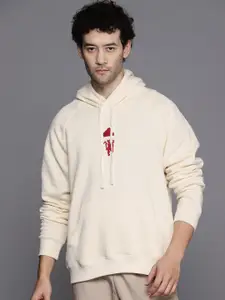 ADIDAS Men Cream-Coloured Hooded Sweatshirt