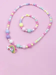 EL REGALO Beaded Rainbow Necklace & Bracelet Set