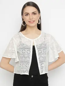 UnaOne Self Design Open Front Casual Shrug