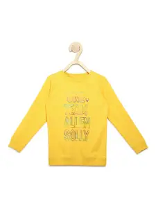 Allen Solly Junior Boys Yellow Printed Sweatshirt