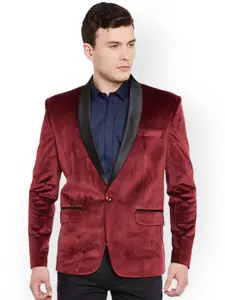 Wintage Maroon Single-Breasted Tailored Fit Party Blazer