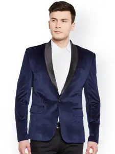 Wintage Navy Single-Breasted Tailored Fit Tuxedo Blazer