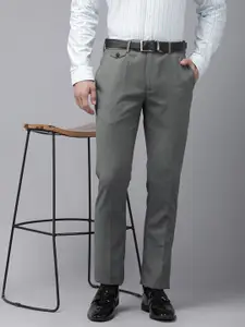 V Dot Men Textured Skinny Fit Formal Trousers