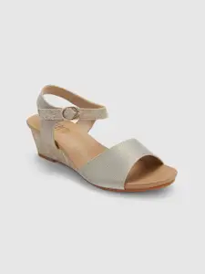 Sole To Soul Open Toe Wedge Heels with Buckles