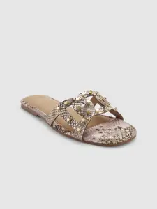 Sole To Soul Embellished Textured Open Toe Flats