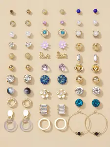 Jewels Galaxy Set Of 30 Gold Plated Stud And Hoop Earrings