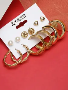 Jewels Galaxy Set Of 6 Gold-Plated Stud And Hoop Earrings