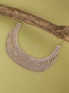 SOHI Rhinestone Gold-Plated Necklace