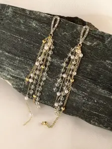 SOHI Gold-Plated Contemporary Drop Earrings