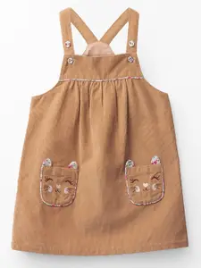 Beebay Girls Embroidered Corduroy Pinnafore Dress with Pocket