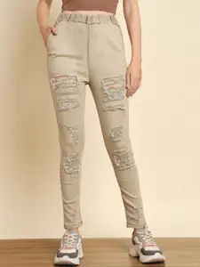 BAESD Women Straight Fit Highly Distressed Stretchable Jeans