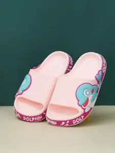 Yellow Bee Girls Dolphin Detail Rubber Sliders