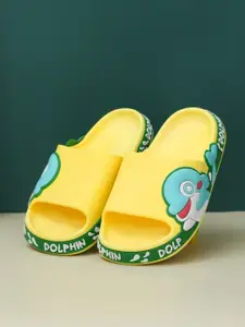Yellow Bee Boys Dolphin Detail Rubber Sliders
