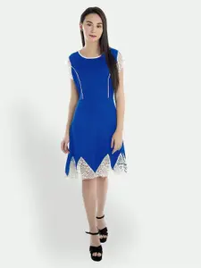 PATRORNA Cap Sleeves Lace Inserts A-Line Dress