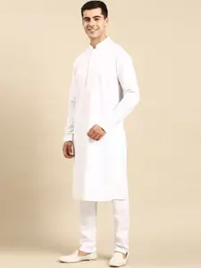 TheEthnic.Co Mandarin Collar Long Sleeves Pure Cotton Kurta With Pyjamas