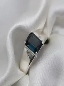 HIFLYER JEWELS 92.5 Sterling Silver Topaz-Studded Finger Ring