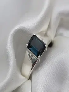 HIFLYER JEWELS 92.5 Sterling Silver Topaz-Studded Finger Ring