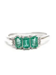 HIFLYER JEWELS 92.5 Sterling Silver Emerald Finger Ring