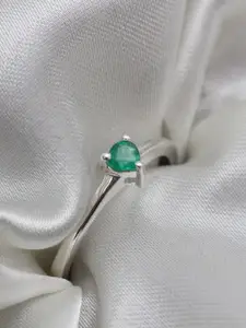 HIFLYER JEWELS 92.5 Sterling Silver Emerald Finger Ring