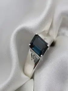 HIFLYER JEWELS 92.5 Sterling Silver Topaz  Stone-Studded Finger Ring