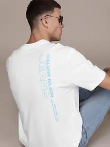 Calvin Klein Jeans Calvin Klein Jean Brand Logo Printed Drop-Shoulder Sleeves Pure Cotton Boxy T-shirt