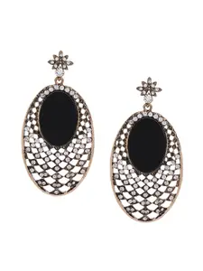 Shining Diva Fashion Black Oval Drop Earrings