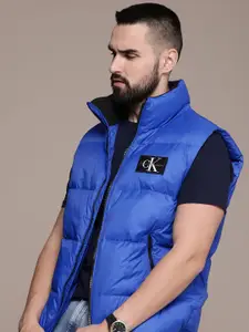 Calvin Klein Jeans Water Repellent Solid Stand Collar Vest Puffer Jacket