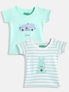 United Colors of Benetton Infant Boys Pack of 2 Pure Cotton Applique Detail T-shirts