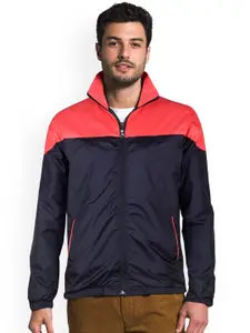 THE CLOWNFISH Colourblocked Mock Collar Sporty Jacket