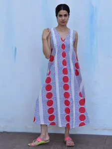Chidiyaa Geometric Printed Cotton A-Line Maxi Dress