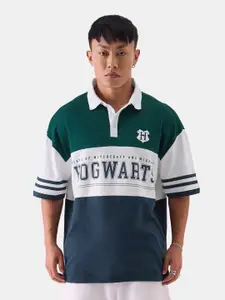 The Souled Store Green & White Harry Potter Drop Shoulder Sleeves Oversized T-Shirt
