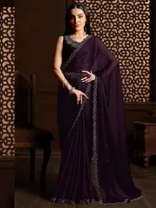 Saree mall Sequin Embellished Poly Chiffon Saree