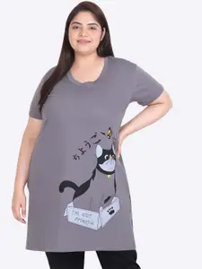 IN Love Plus Size Printed Cotton Longline Lounge T-Shirt