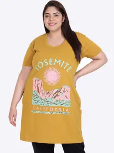 IN Love Plus Size Printed Cotton Longline Lounge T-Shirt