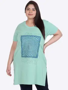 IN Love Plus Size Printed Cotton Longline Lounge T-Shirt