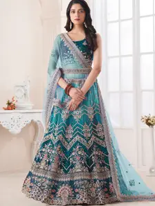 ODETTE Embroidered Semi-Stitched Lehenga & Unstitched Blouse With Dupatta