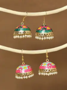 OOMPH Set Of 2 Dome Shaped Studs Earrings