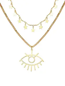 OOMPH Gold-Plated Layered Evil Eye Link Necklace