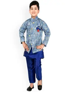 BAESD Boys Mandarin Collar Straight Kurta with Pyjamas & Jacket