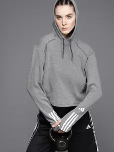ADIDAS Melange Effect 3-S Hooded Sweatshirt