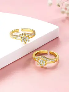 Peora Gold-Plated CZ-Studded Toe Rings